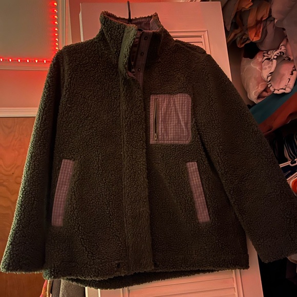 Women’s Small Green and Grey Madewell Teddy Jacket - Picture 1 of 3
